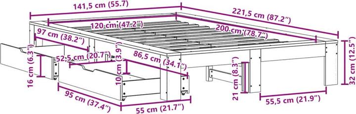 Image du produit vidaXL Bettrahmen (120 x 200 cm)