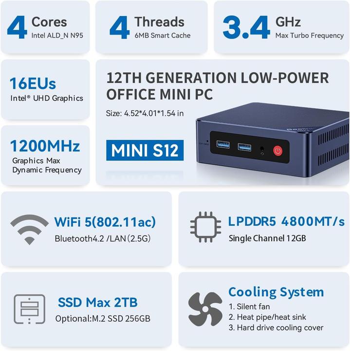 Produktbild Beelink Mini PC SER5 Pro mit AMD Ryzen 7 5825U, 4K Triple Display (500 GB, 12 GB, AMD Ryzen 7 5825U, AMD Radeon Graphics)