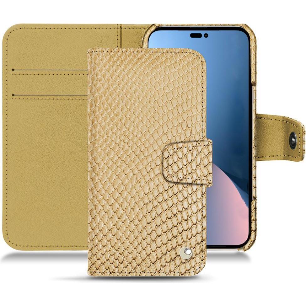 Noreve Lederschutzhülle Wallet (Apple iPhone 14 Plus), Smartphone Hülle, Beige