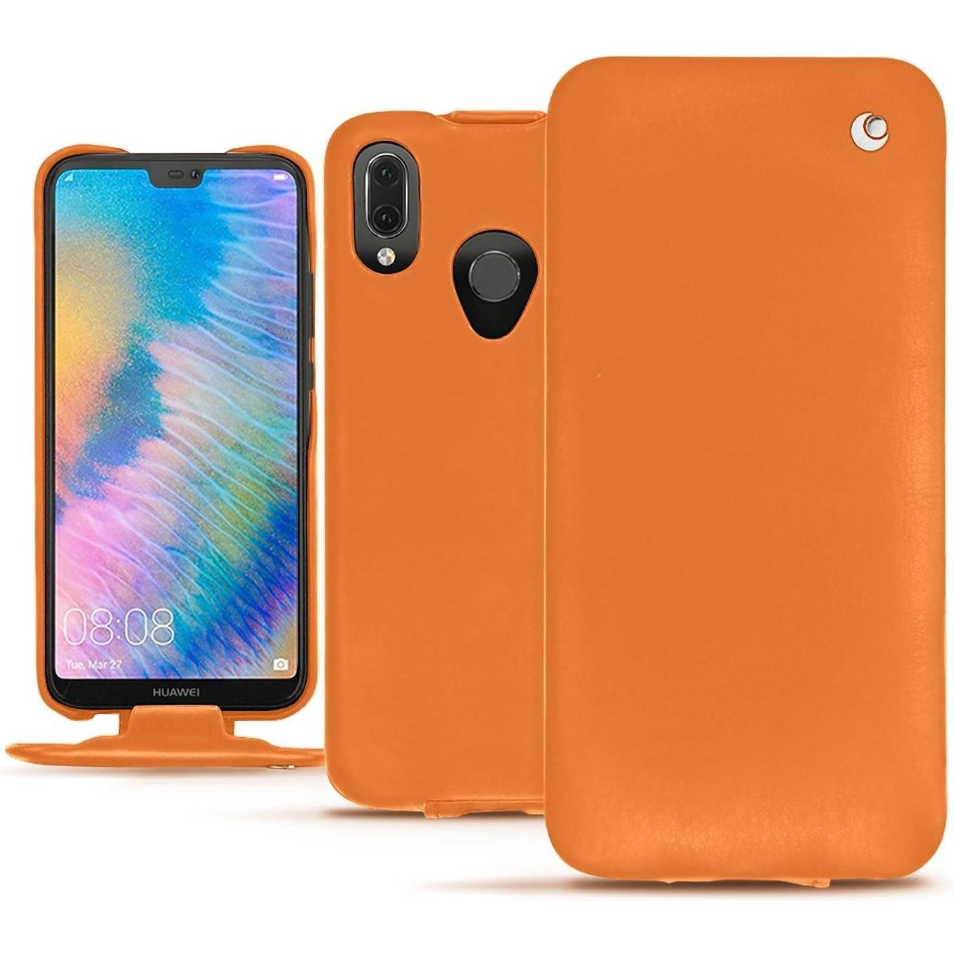 Noreve Lederschutzhülle vertikal (Huawei P20 Lite), Smartphone Hülle, Orange