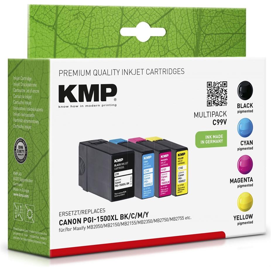 Thumbnail - KMP, Druckerpatrone, Tinte ersetzt PGI1500XLBK, C, M, Y (9182B004) (M, BK, Y, C)