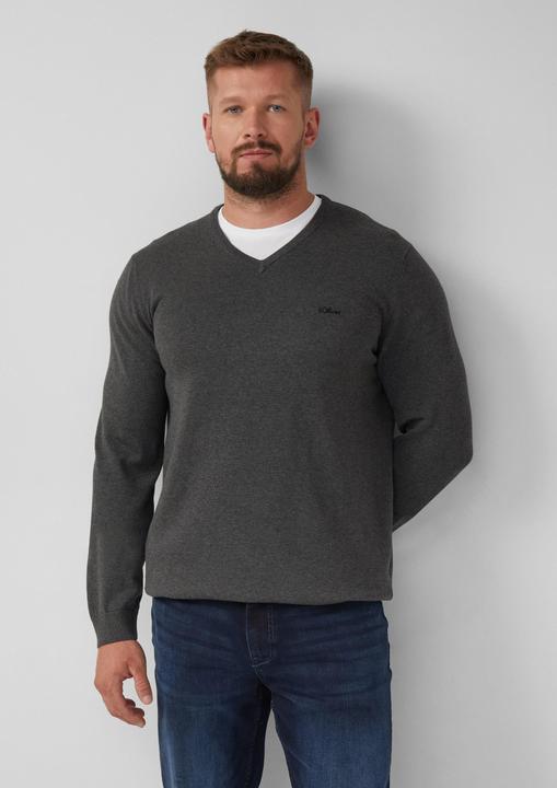 Produktbild s.Oliver Strickpullover Strickpullover mit Logo-Stickerei (XXL)
