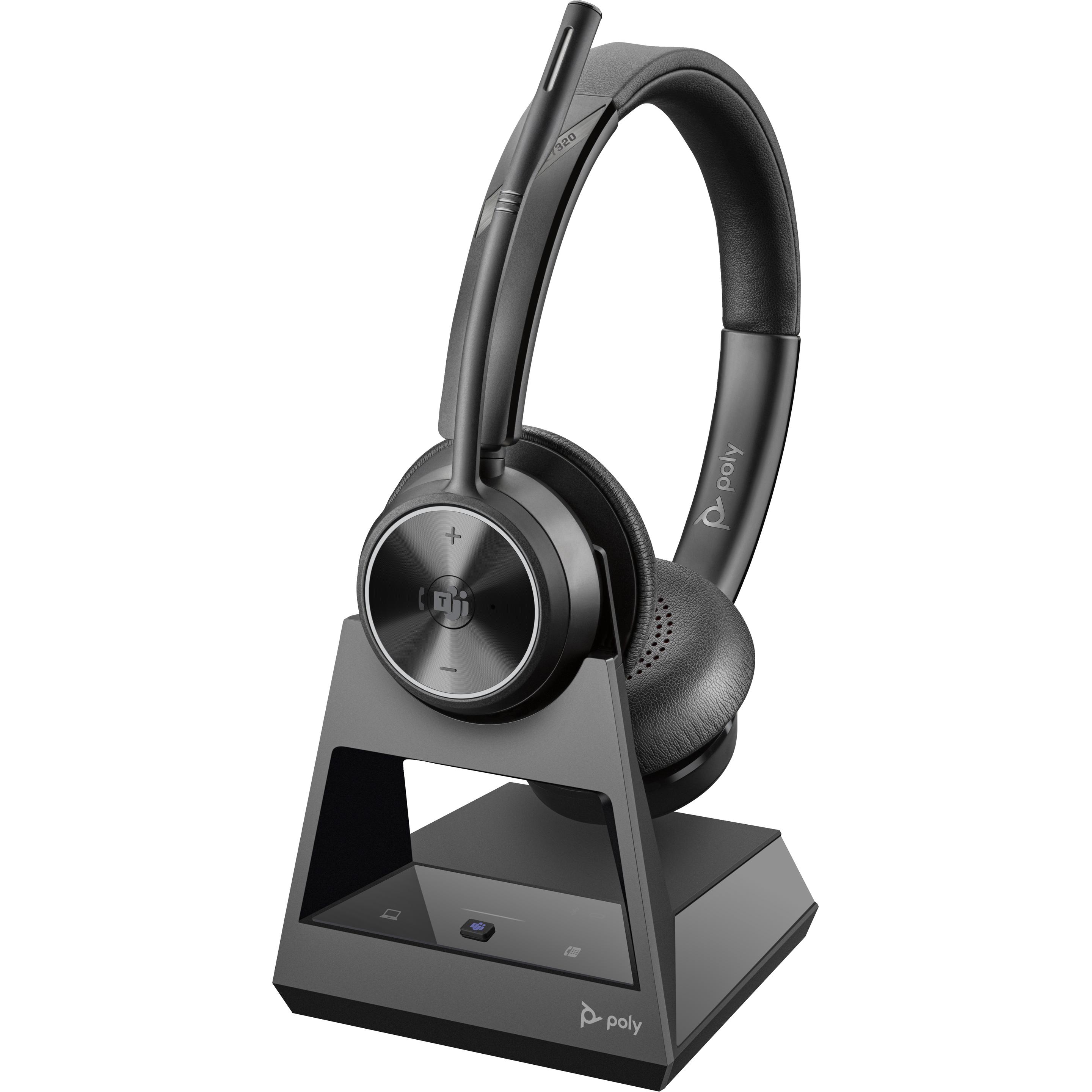 Poly SAVI 7320 UC STEREO (Kabellos, USB-C), Office Headset, Schwarz