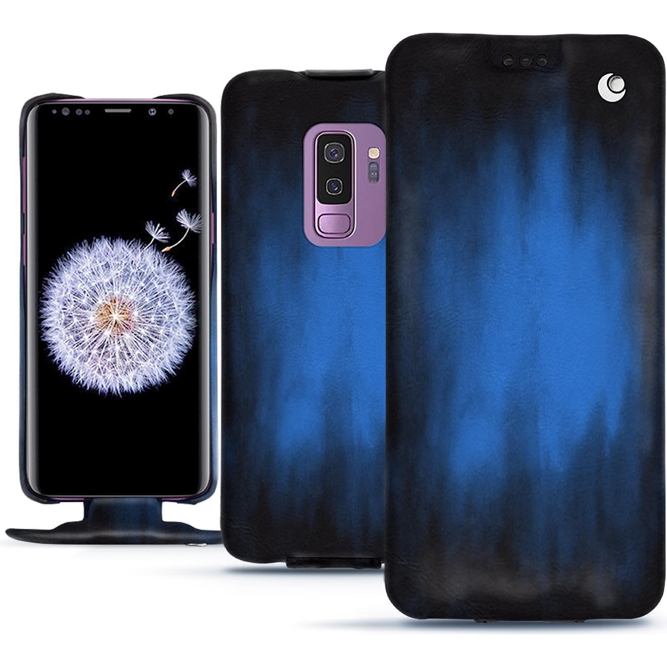 Noreve Lederschutzhülle vertikal (Samsung Galaxy S9+), Smartphone Hülle, Blau