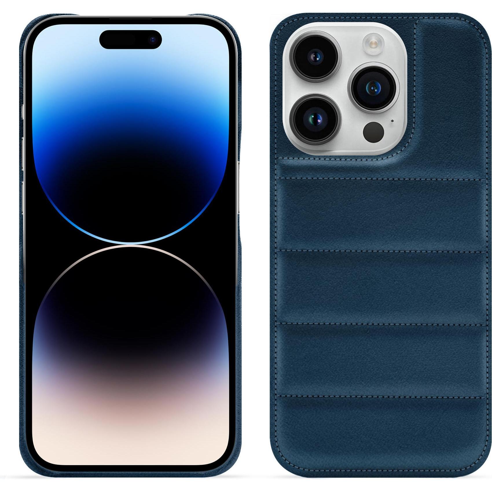 Noreve Lederschutzhülle (Apple iPhone 15 Pro), Smartphone Hülle, Blau