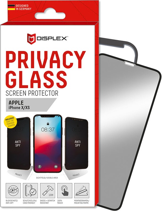 Productafbeelding Displex Real Glass, Privacy Full Cover Panzerglas (1 Stuk, Apple iPhone 11 Pro, Apple iPhone XS, Apple iPhone X)