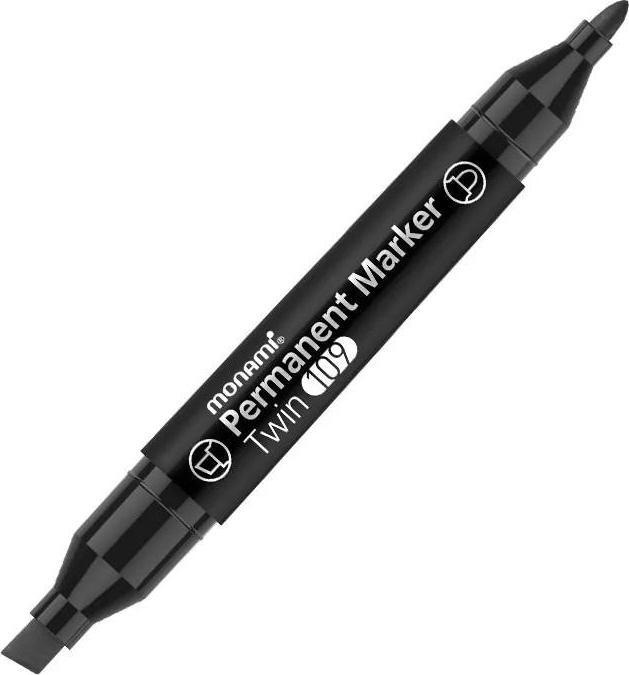 Actual product image Monami Permanentmarker doppelseitig Twin schwarz (12 Stück) (12x)