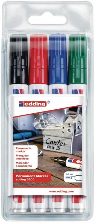 Produktbild Edding 3300 Permanentmarker farbsortiert 1,0 - 5,0 mm, 4 St. (4x)