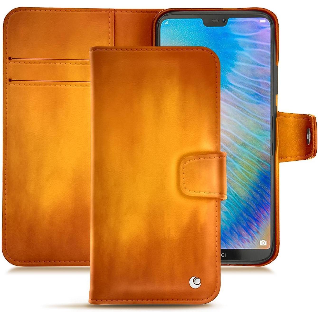 Noreve Lederschutzhülle Wallet (Huawei P20 Lite), Smartphone Hülle, Orange