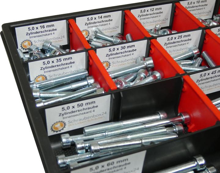 Produktbild Schraubenbox24 300 tlg Zylinderschrauben Sortiment M5 // 6mm-600mm Schrauben Set Schraubenbox DIN 912/ISO4762 Bolz (300 Schrauben pro Stück)