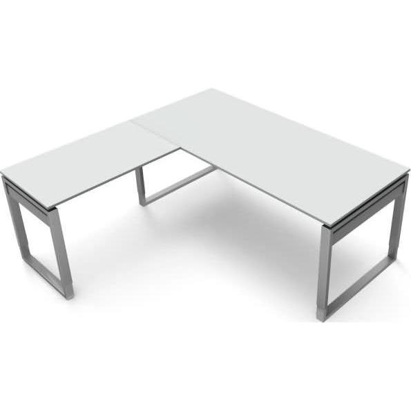 Kerkmann, Schreibtisch, Schreibtisch Form5 180 Bügel-Gestell 180x80x68-82cm / Anbau 100x60cm lichtgrau