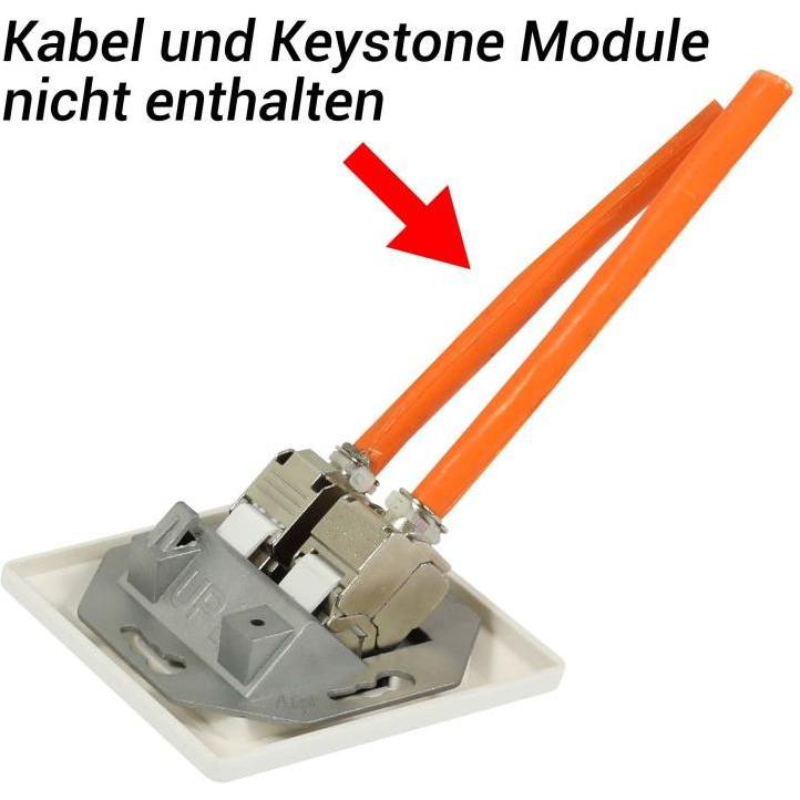 Thumbnail - Synergy 21 Keystone, Modulträger, UP Dosen für 2xTP-Modul, Reinweiss, Eckiger Aussenrahmen, Netzwerk Zubehör