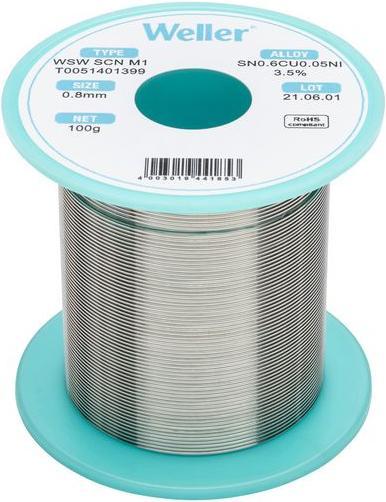 Actual product image Weller Erem WELLER - WSW SCN M1 SOLDER WIRE 0.8 mm 100 g (Solder)
