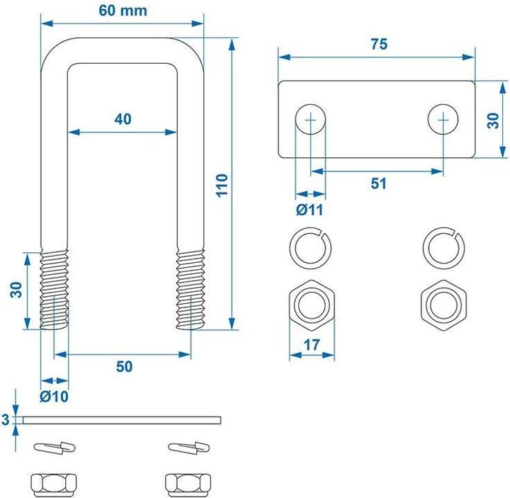 Produktbild ProPlus U-Bügel Set von 2 Stück im Blister
