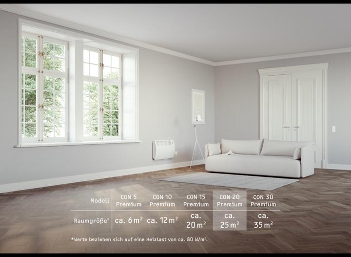 Image du produit Stiebel Eltron CON 20 Premium, convecteur mural de 2,0 kW pour environ 25 m², certifié VDE (2000 W)