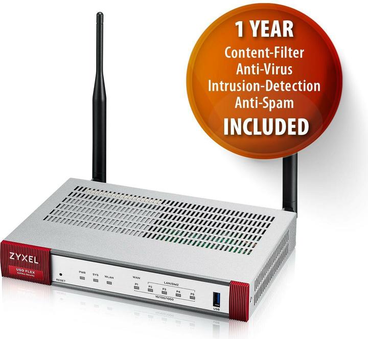 Image du produit Zyxel USG FLEX 100 AX Wifi 6 Pare-feu 900Mbps 1xWAN 4xLAN/DMZ AX1800 1xUSB incl. 1 Year UTM Bundle