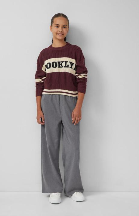 Produktbild s.Oliver Strickpullover Cropped Oversize-Pullover mit Schriftzug (170, 176)