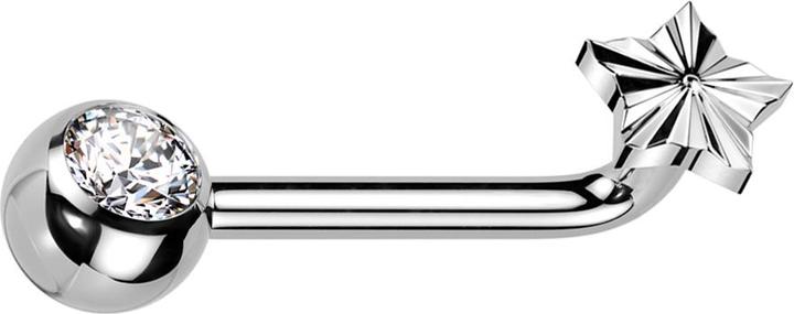 Immagine prodotto Hollywood Body Jewelry Barbell L curvo filo interno argento con sfera in cristallo argento e disco taglio diamante St (senza ottone, Titanio)