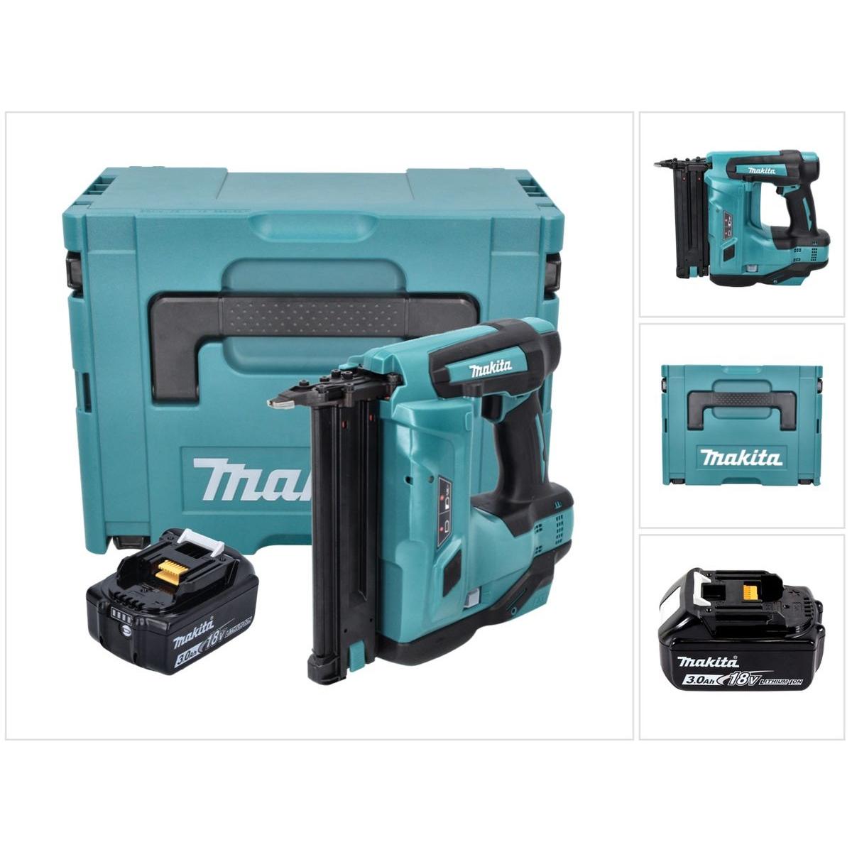 Makita, Tacker + Nagelpistole, DBN 500 F1J Akku Stauchkopfnagler 18 V 15-50 mm + 1x Akku 3,0 Ah + Makpac - ohne Ladegerä...