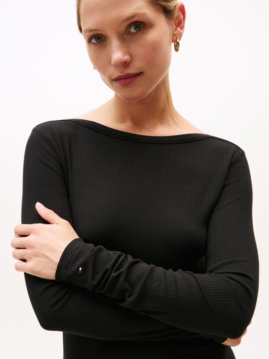 Image du produit Tommy Hilfiger Robe Midi Bodycon à Côtes Évasée (M)