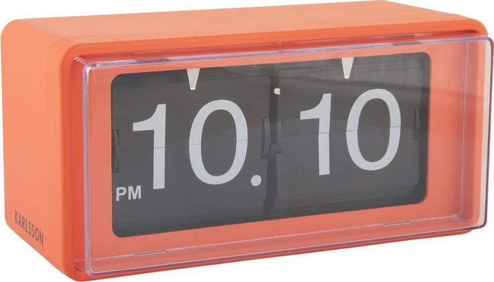 Karlsson Wandklok Retro Boxed Flip - Helderoranje - 20x10x10cm - Wandklok Scandinavisch (20 x 10 x 10 cm)