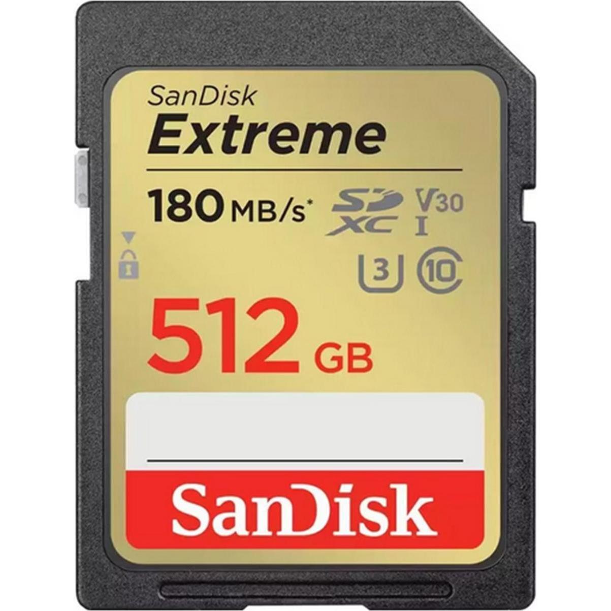SanDisk Extreme (512 GB, SDXC, U3, UHS-I), Speicherkarte, Gold, Schwarz