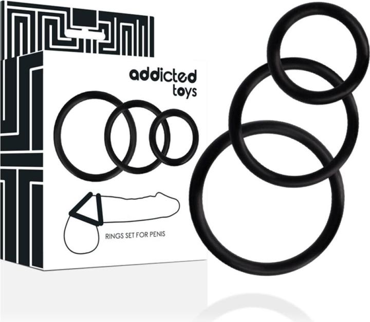 Actual product image Addicted toys Set Anillos Pene Negro (5 cm)