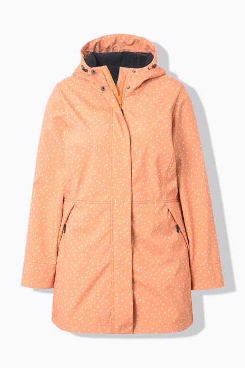 Immagine prodotto Ulla Popken Giacca lunga e impermeabile in softshell con design con gocce di pioggia e cappuccio (42, 44)