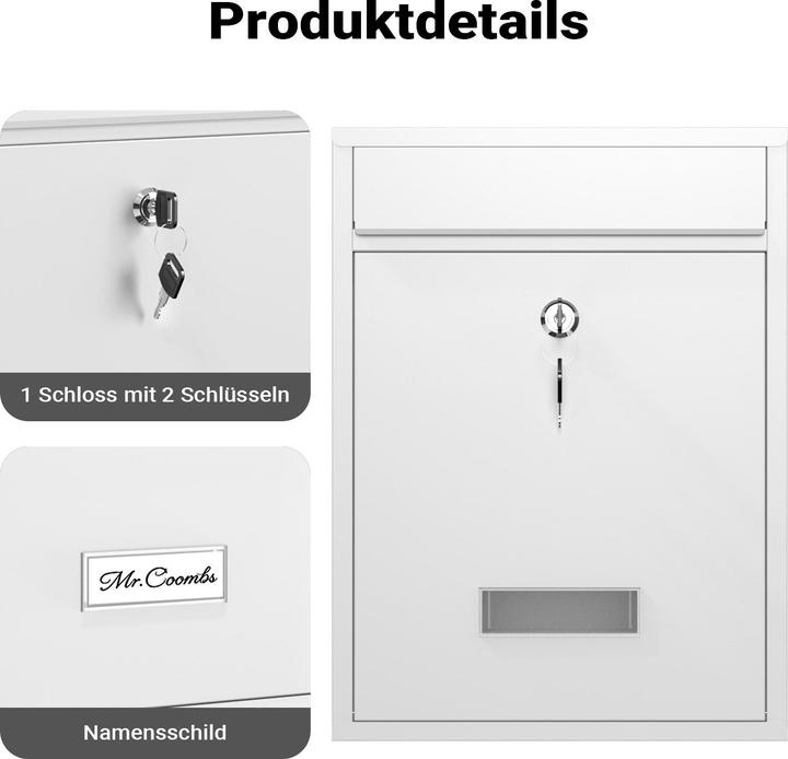Actual product image Wiltec Design Mailbox V10 Letterbox Postbox Pillar Letter Mail Post Box