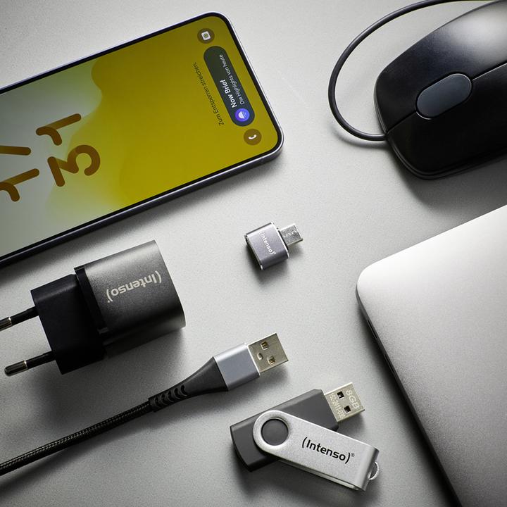 Image du produit Intenso 3-pack USB Adapter USB-A -> USB-C C480C Aluminium (USB 2.0)