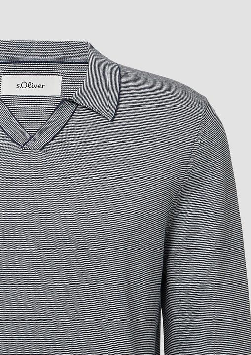 Produktbild s.Oliver Strickpullover Gestrickter Streifenpullover mit Polokragen und Rippbündchen (M)