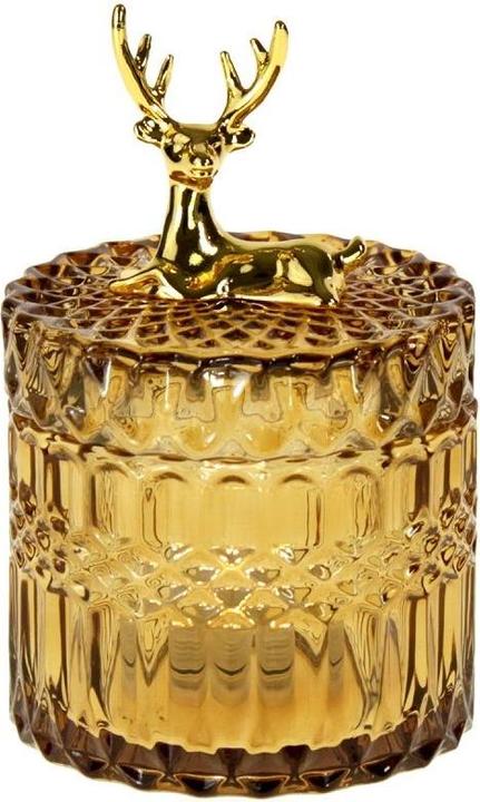 Werner Voss Glasdose mit Hirschfigur (13.50 cm)