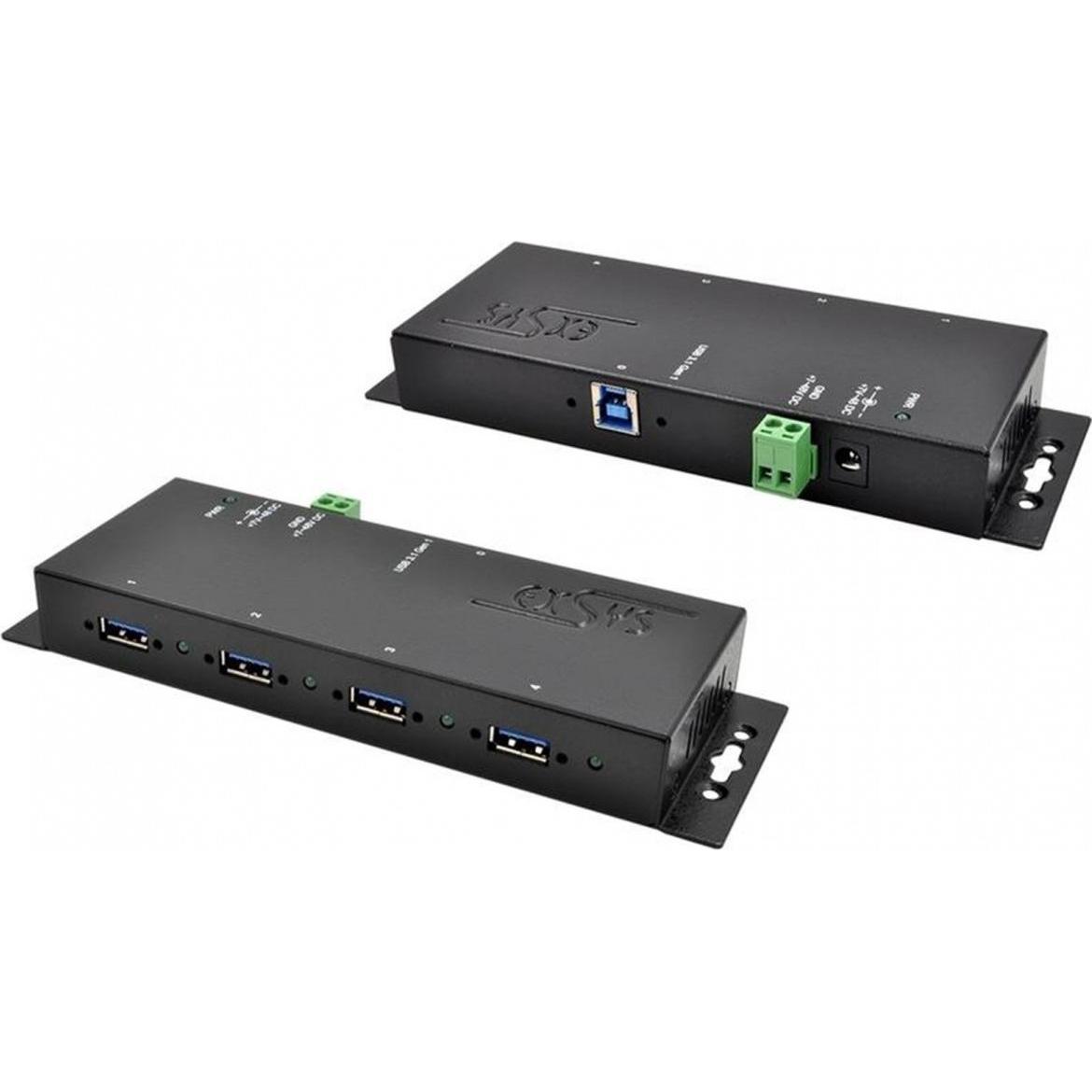 Exsys USB-Hub EX-1183HMVS-2 (USB-B, 4 Ports), Dockingstation + USB Hub, Schwarz
