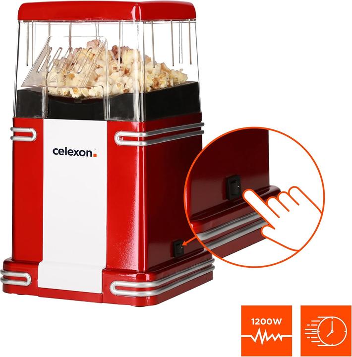 Actual product image Celexon CinePop CP250 Popcorn machine in retro look incl. lid for dosing Filling quantity approx. 100g Ma
