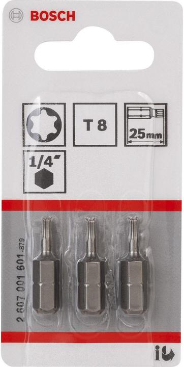 Actual product image Bosch Professional Zubehör Screwdriver bit extra-hard T8 (Hexagon socket TX)