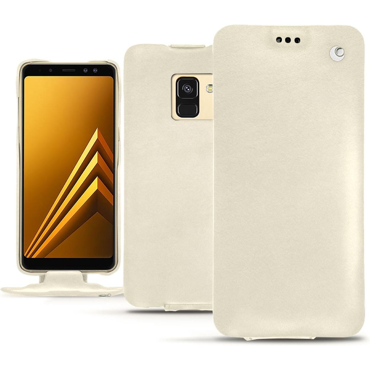 Noreve Lederschutzhülle vertikal (Samsung Galaxy A8+), Smartphone Hülle, Weiss
