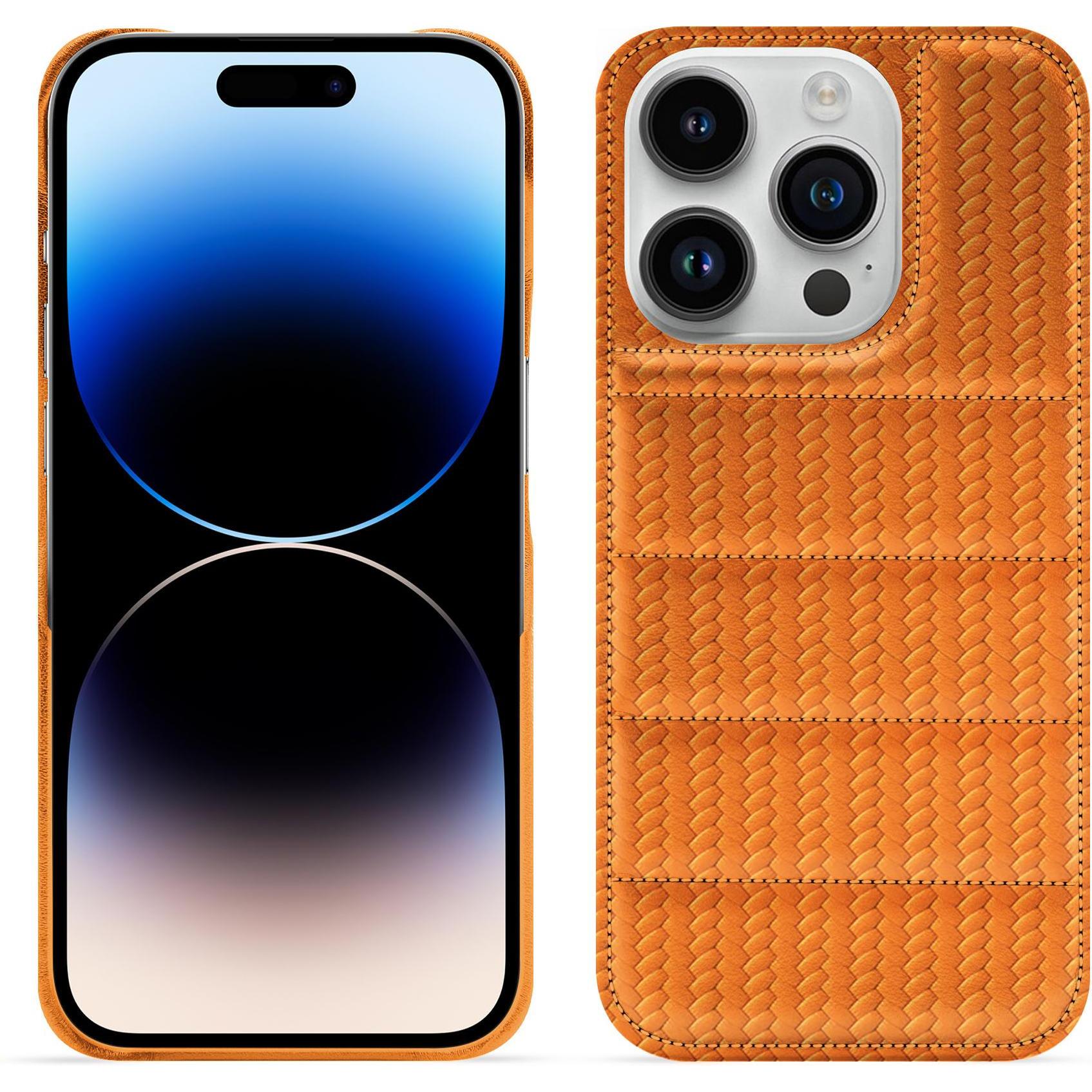 Noreve Lederschutzhülle (Apple iPhone 15 Pro), Smartphone Hülle, Orange