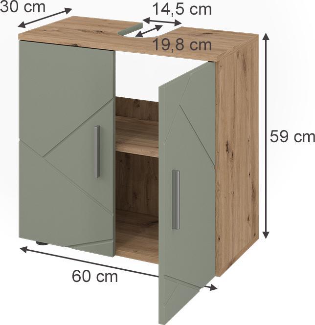 Actual product image Vicco Waschbeckenunterschrank Irma, Salbeigrün, 60 x 59 cm (60 x 30 x 59 cm)