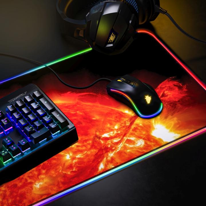Image du produit CSL Tapis de souris de jeu RGB, Tapis de bureau 800 x 300 mm Tapis de souris XL - LED Multi Colour, Red