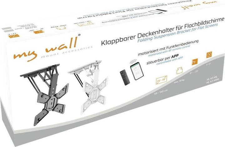 Produktbild myWall Motorisierter & klappbarer Deckenhalter für Flachbildschirme (Decke, 55", 30 kg)
