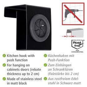 Actual product image Wenko Hook Push Matt Black