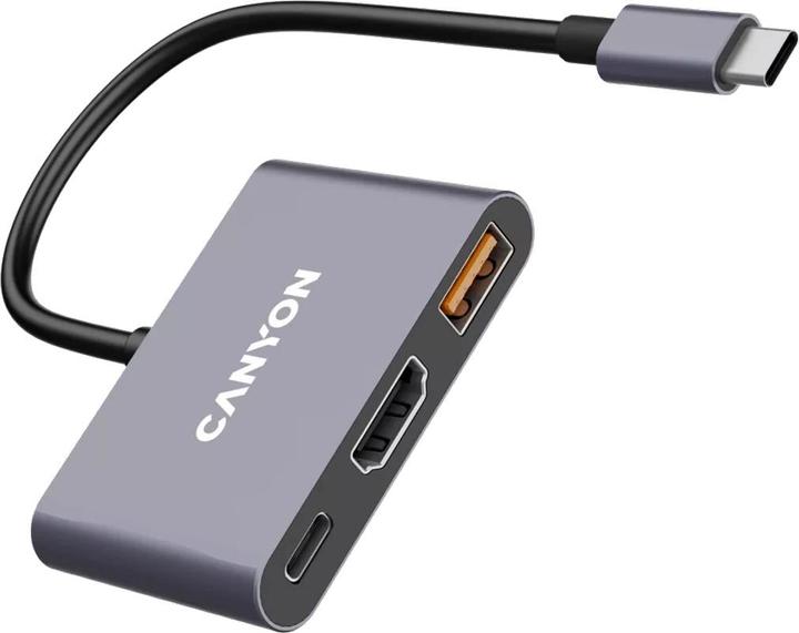 Image du produit Canyon HUB USB 3 en 1 USB-C > HDMI/1xUSB-A/PD 100W détail (USB-C, 3 ports)