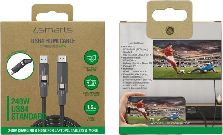 Produktbild 4smarts USB4 HDMI Kabel ComboCord (1.50 m, USB 4.0, 240 W)