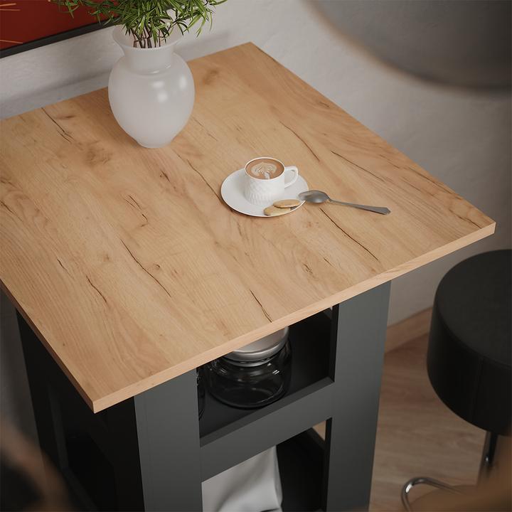 Produktbild Vicco Bartisch-Set Repose, Goldkraft Eiche/Anthrazit/Schwarz, 65 x 65 cm mit 2 Barhockern