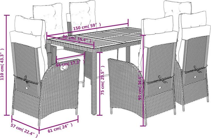 Produktbild vidaXL Garten Essgruppe (150 x 90 x 75 cm)