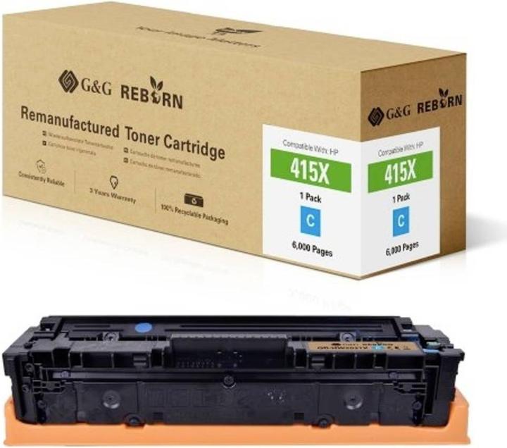 Produktbild G&G Toner ersetzt HP 415X Kompatibel Cyan 6000 Seiten Reborn remanufactured 212 (C)