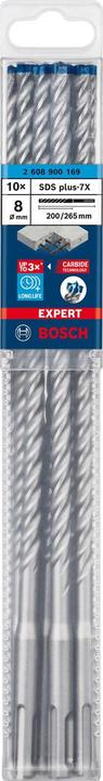 Immagine prodotto Bosch Professional Zubehör EXPERT SDS plus-7X 2608900169 Trapano a percussione 10 pezzi 8.00mm lunghezza totale 265mm SDS- (8 millimetri)