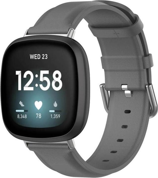 Cover-Discount Fitbit Versa / Sense - Lederarmband grau (Kunstleder)