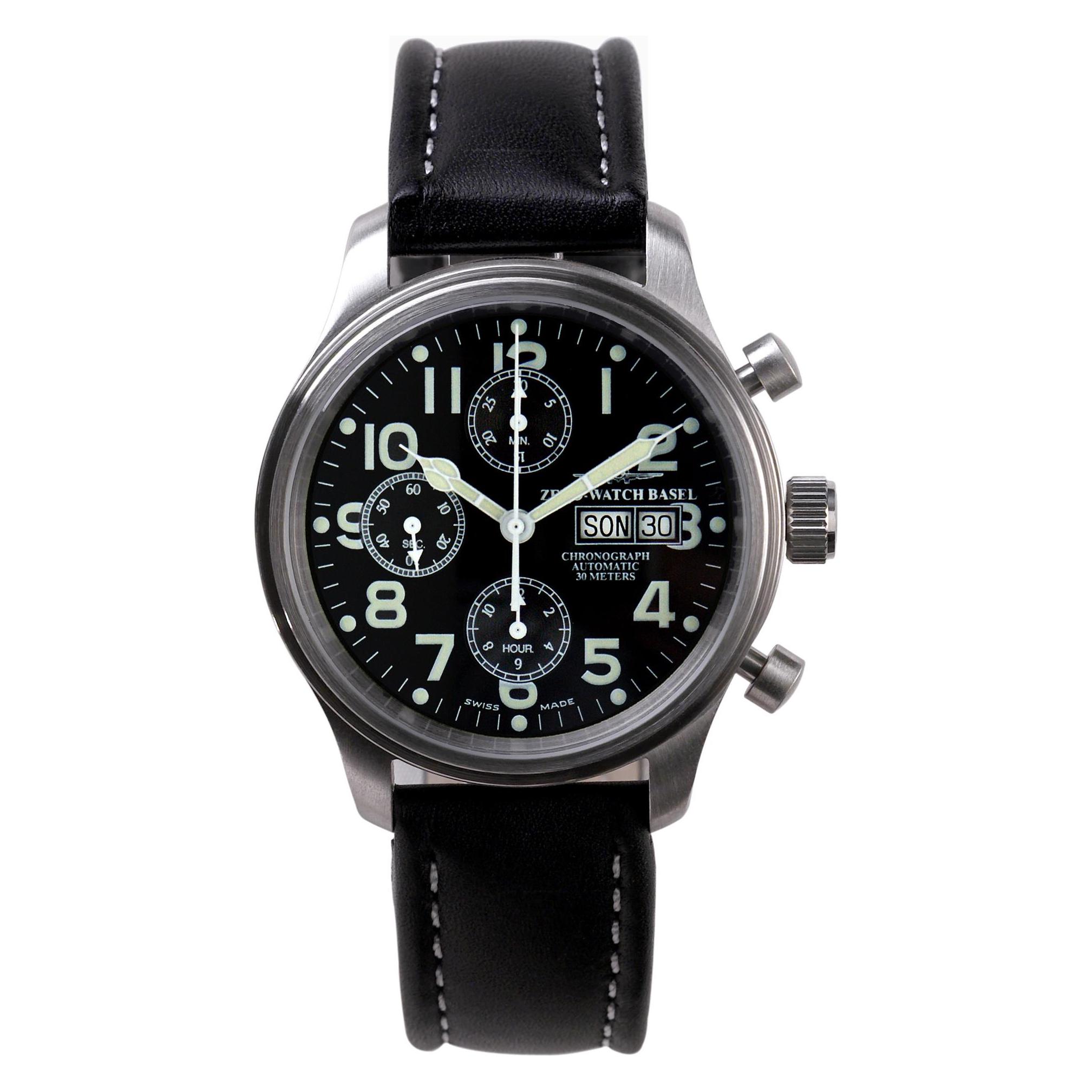 Zeno-Watch Basel, Armbanduhr, New Classic Pilot Chronograph Day-Date, (Analoguhr, Swiss Made, 42 mm)