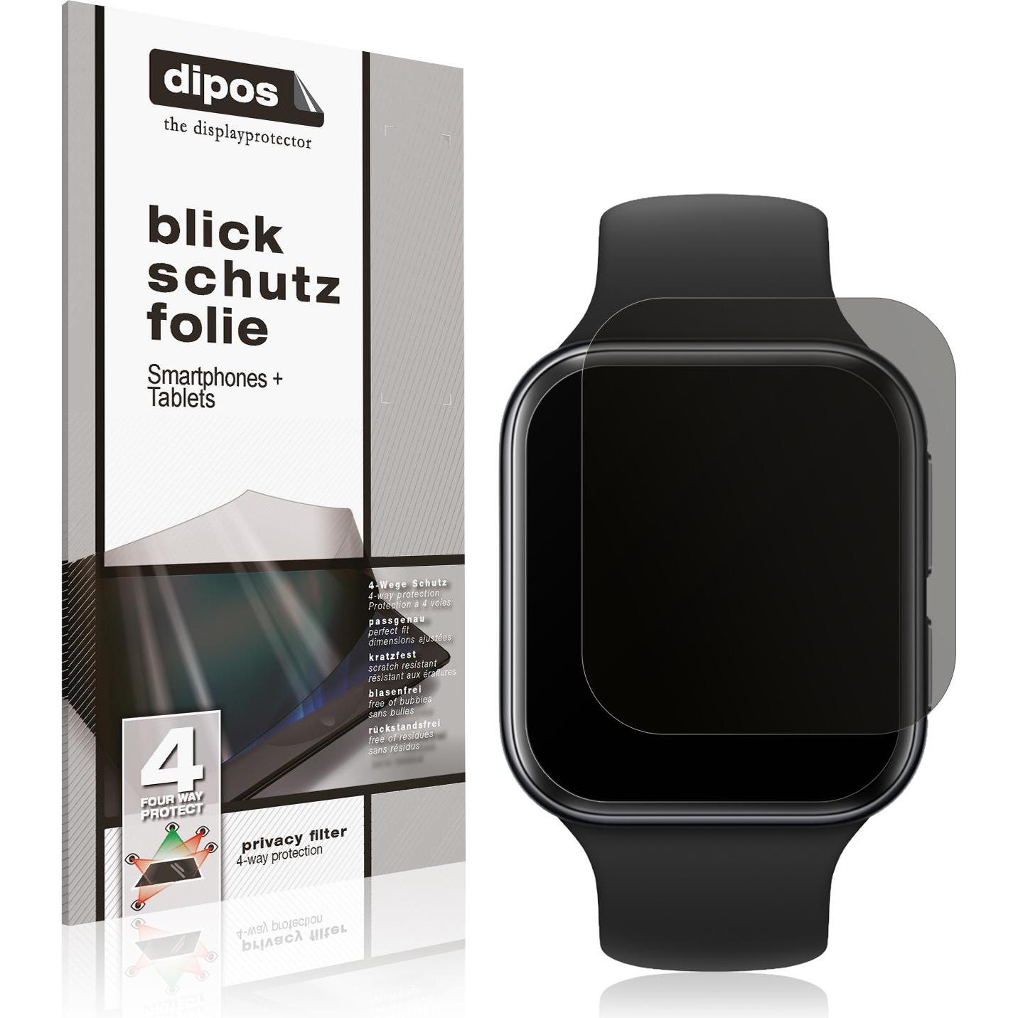 Dipos Blickschutzfolie 4-Way Privacy, Smartwatch Schutzfolie, Transparent